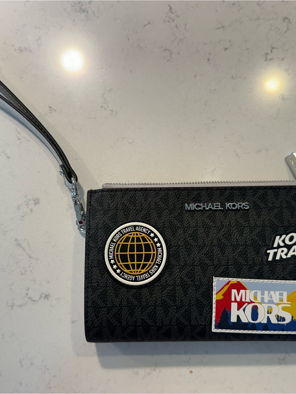 Michael Kors Black Travel Patch Wristlet Wallet